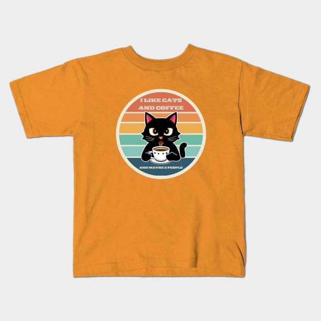 I like CATS & COFFEE Kids T-Shirt by FreeSoulLab